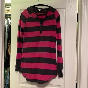 PJ salvage night shirt. Pink and dark grey stripe